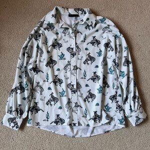 Bucking Horse & Cactus Button Down